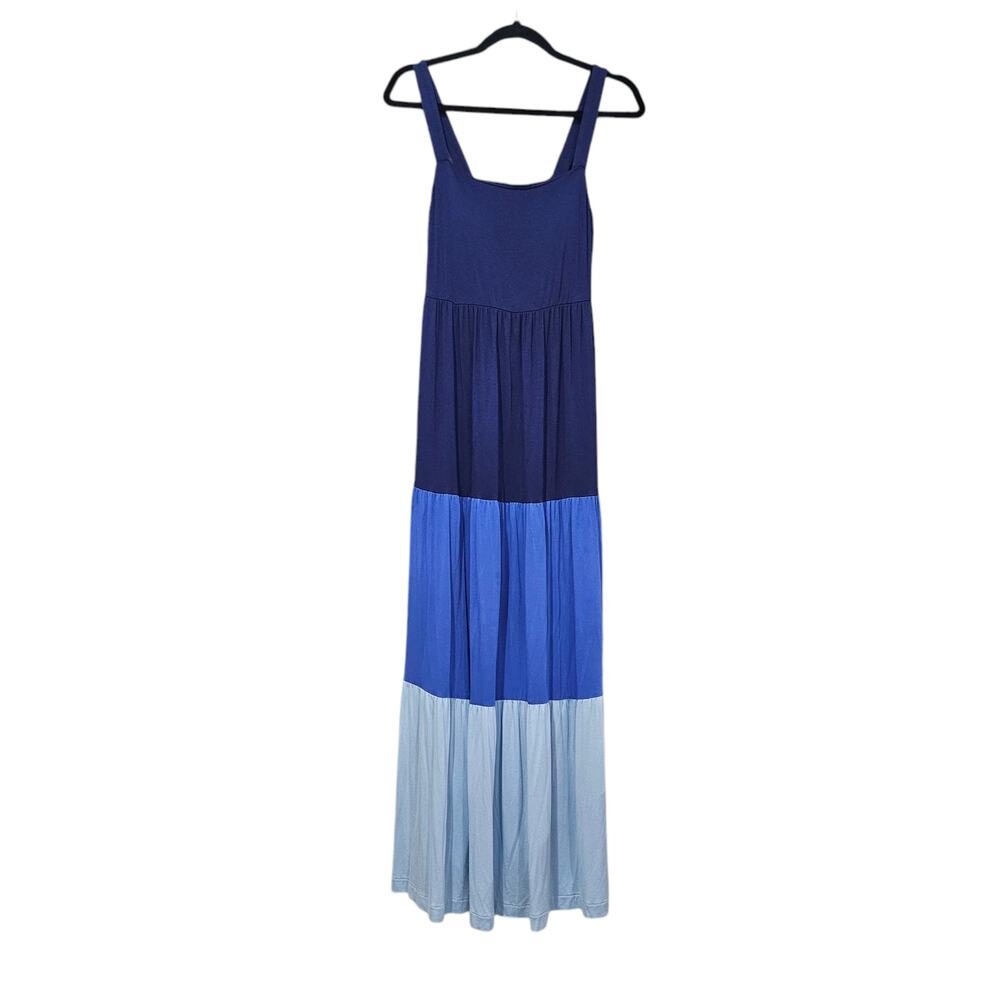 Tiered Blue Maxi Dress - Sleeveless Colorblock - Picture 5 of 9